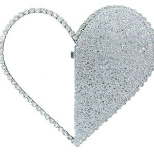 bag heart shape with rhinestones. silver bag